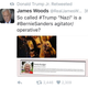 Screenshot of the now-deleted tweet from James Woods accusing Portia Boulger of being the woman making a Nazi salute in the photo from March 2016 at a rally outside Chicago